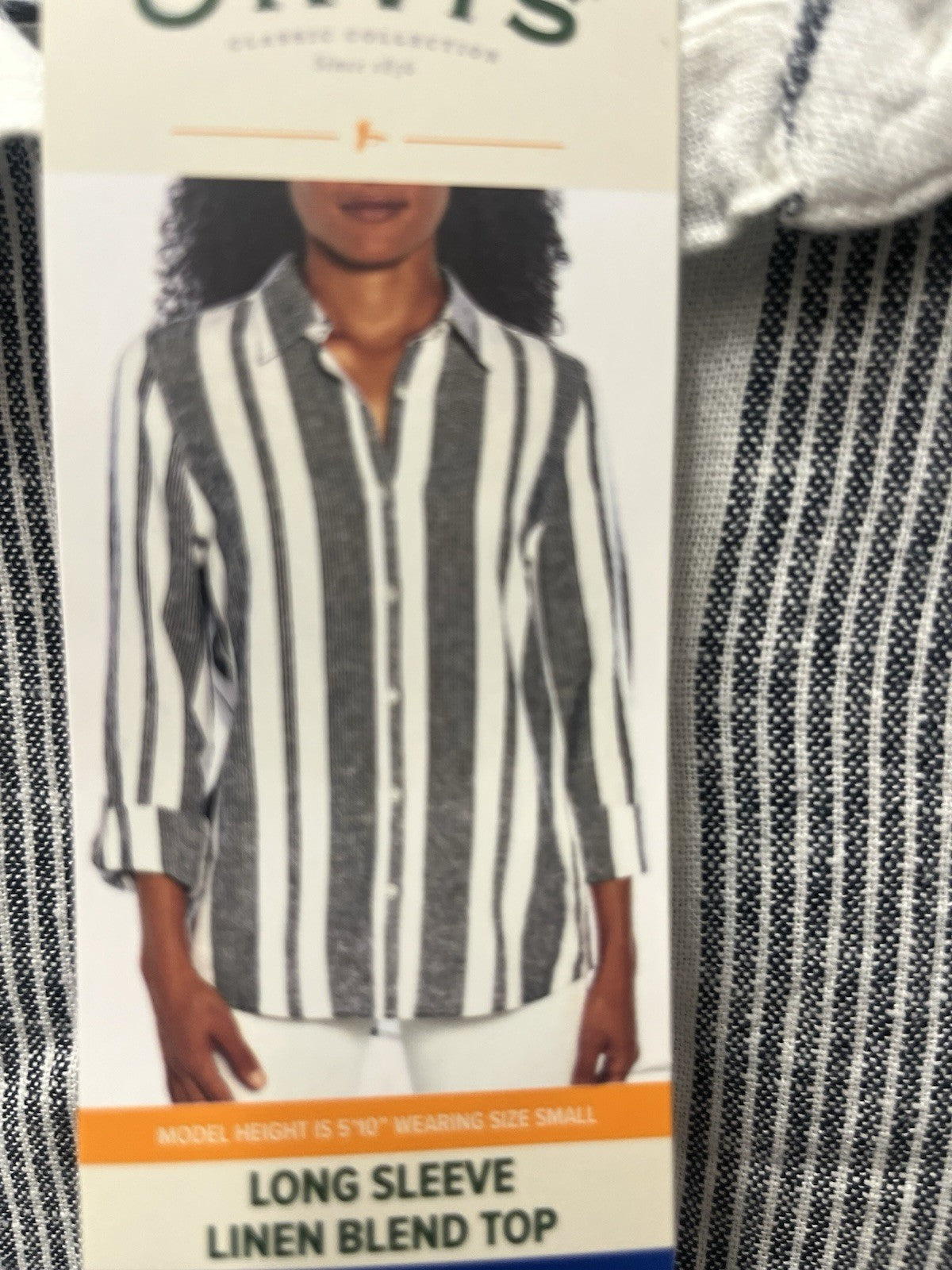 Orvis Women’s Long Sleeve Linen Blend Top Shirts Sz Large 12 To 14 NWT