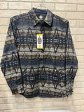 Waterproof men’s shaket long sleeve button-down hand pockets Sz M Blue Aztec NWT