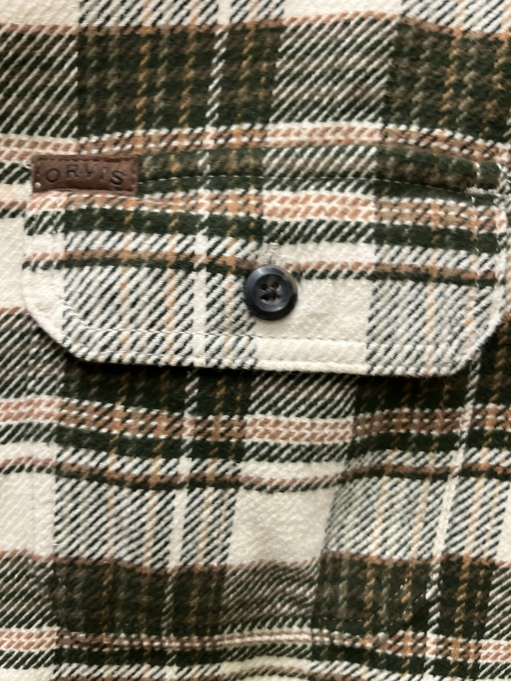 Orvis big bear flannel shirt for men Sz L thick Green Pine plaid NWT