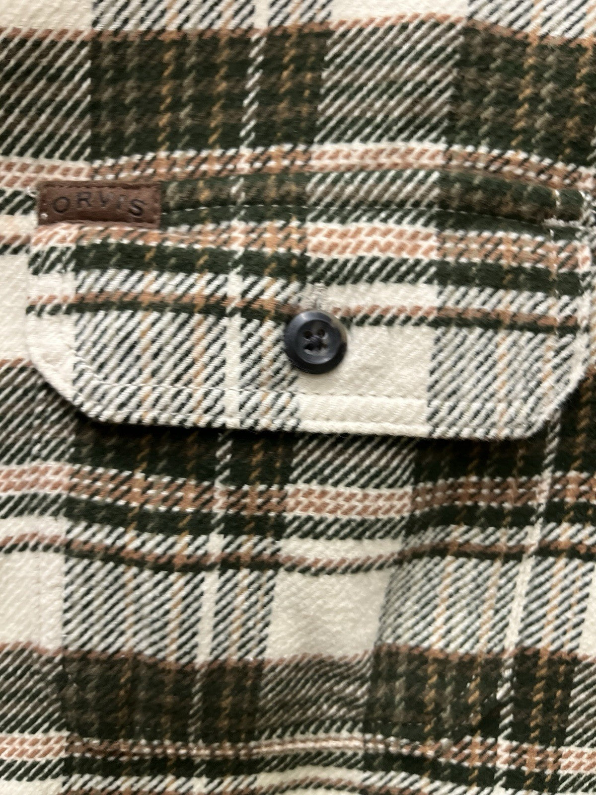Orvis big bear flannel shirt for men Sz L thick Green Pine plaid NWT