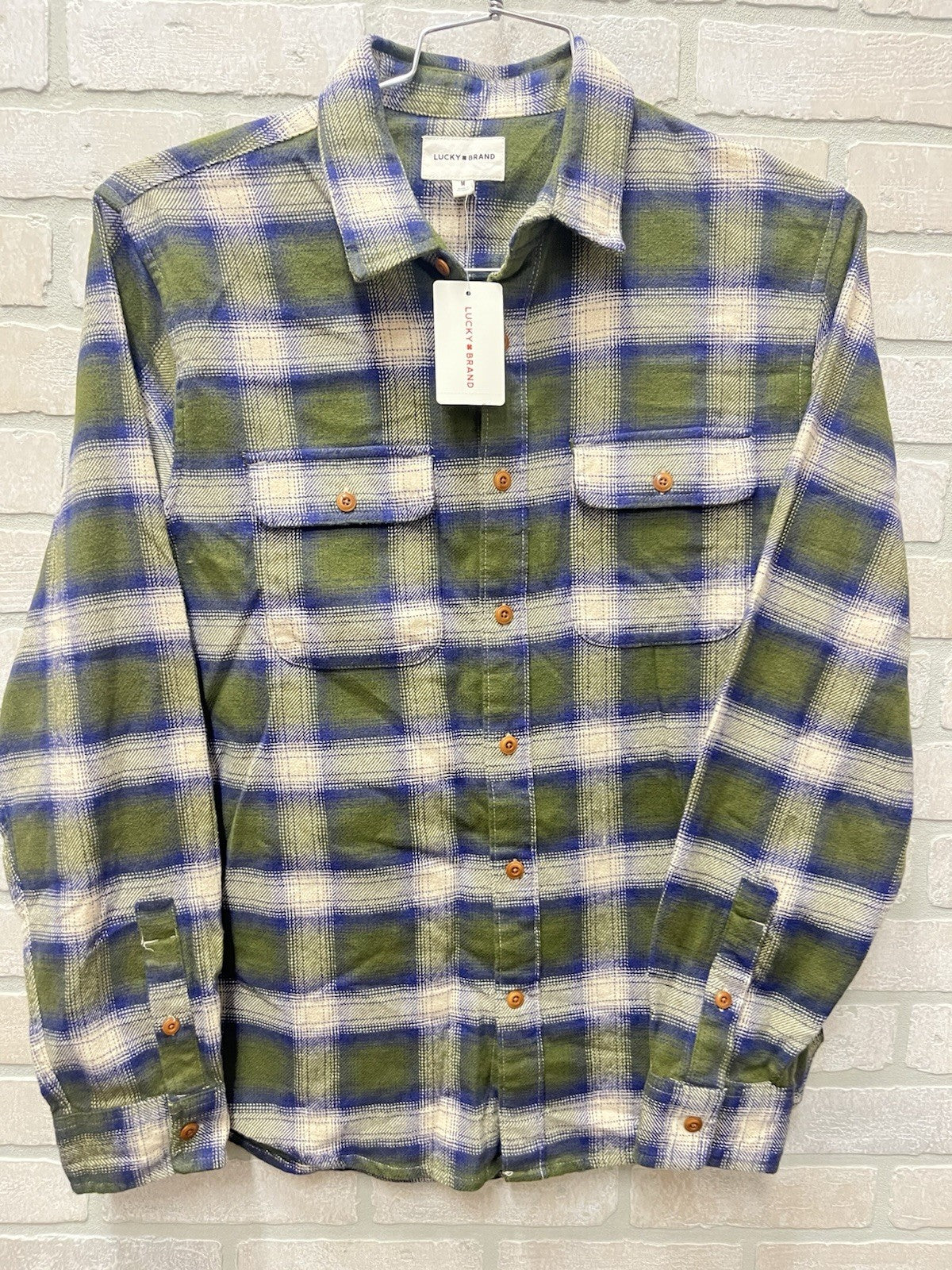 Lucky brand men’s long sleeve button-down flannel plaid shirt Sz M lumberjack