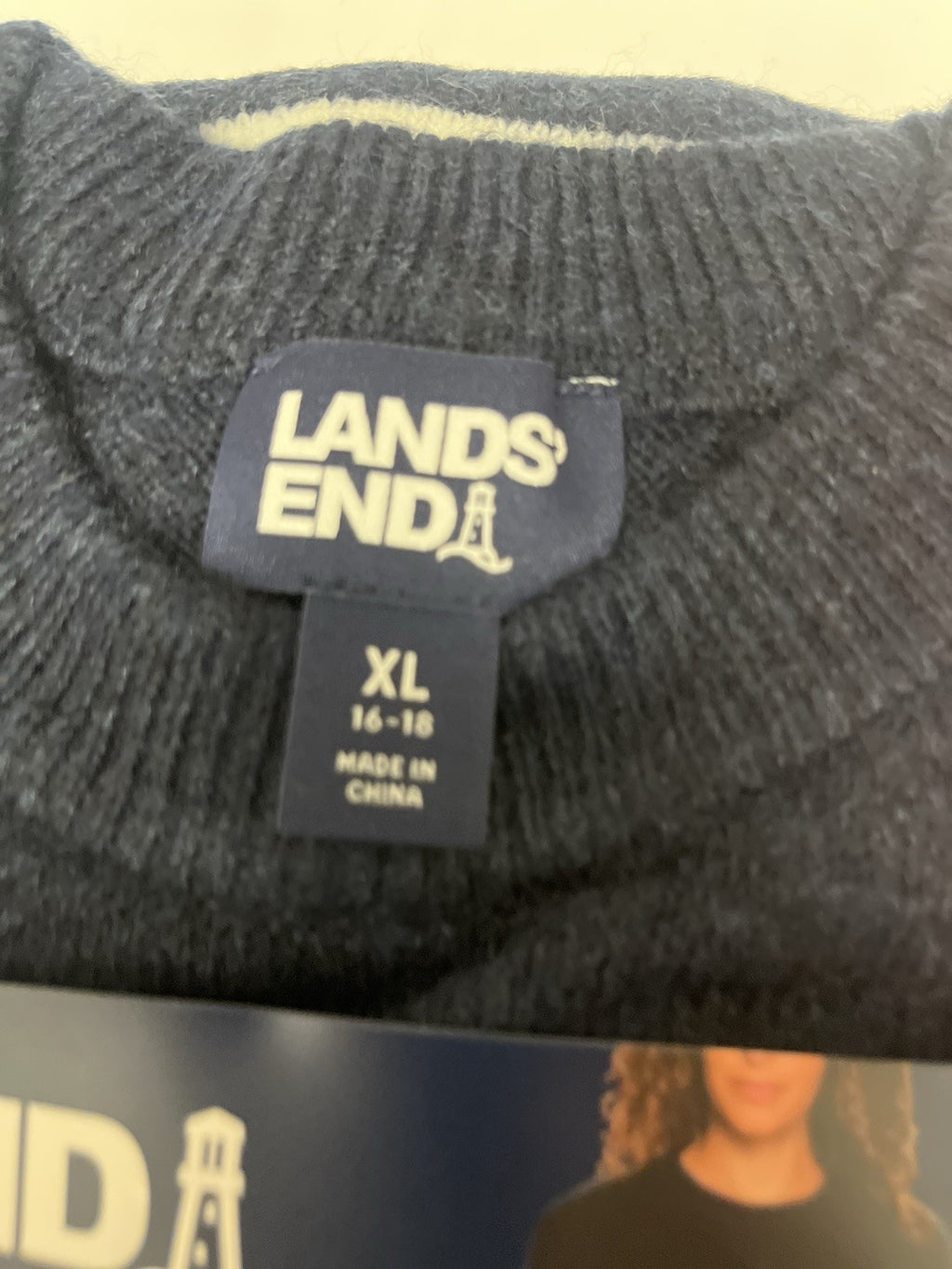 Lands' End Women’s Crewneck Sweater Dress Sz XL 16/18 NAVY Blue Relax Fit NWT