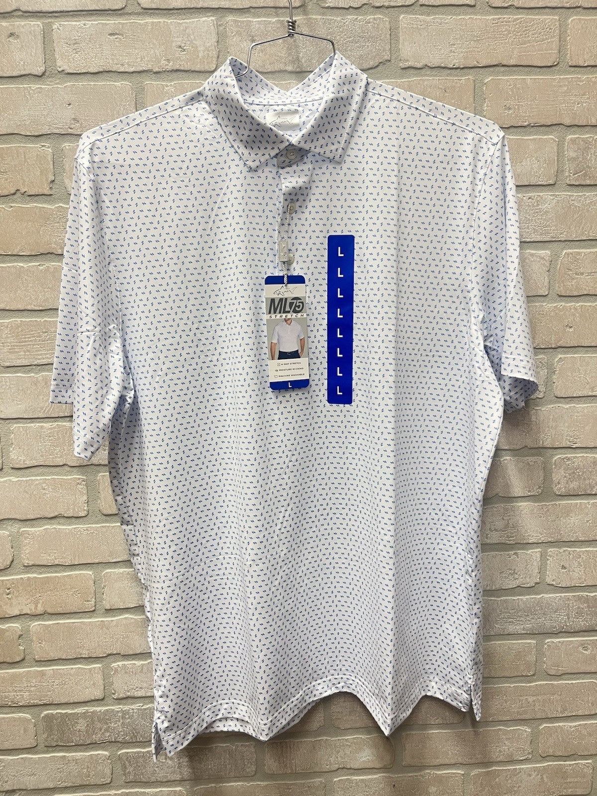 Greg Norman men’s golf polo shirt White Sz L play dry ML75 sports wear NWT