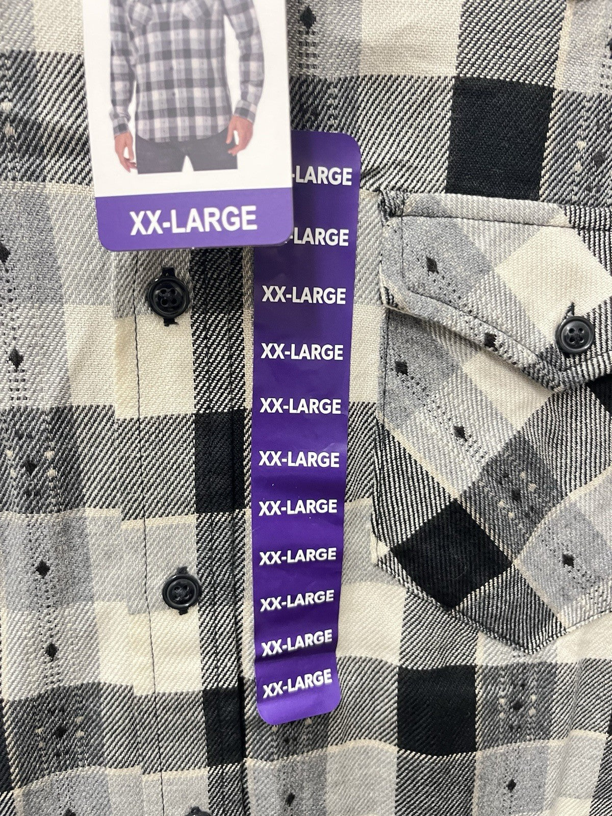 Frye Men’s long sleeve button-down flannel shirt Sz XXL Heather Gray plaid NWT