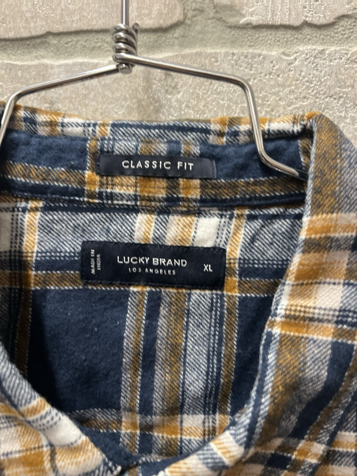 Lucky brand men’s long sleeve button-down flannel plaid shirt Sz XL Rodeo Cowboy