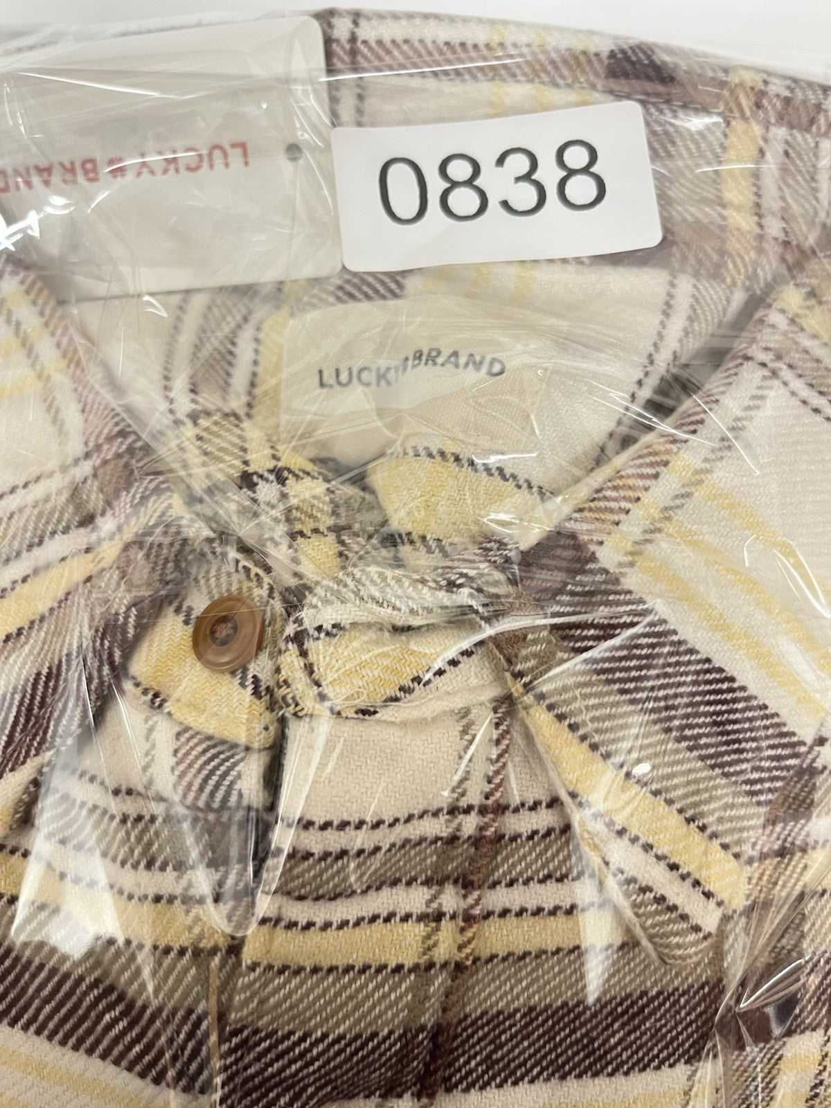 Lucky brand button-down long sleeve Flanner shirt Men’s Sz XL tan multicolor NWT