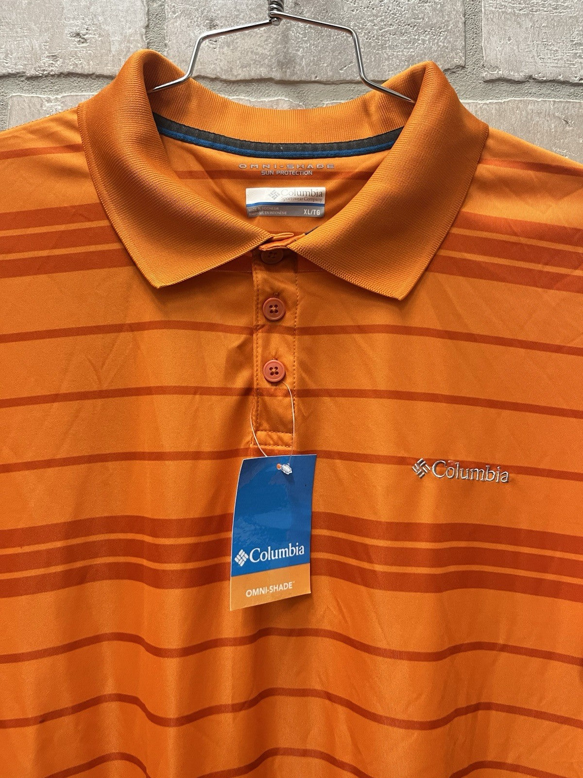 Columbia polo man shirt Sz XL orange Omni-shade activewear NWT