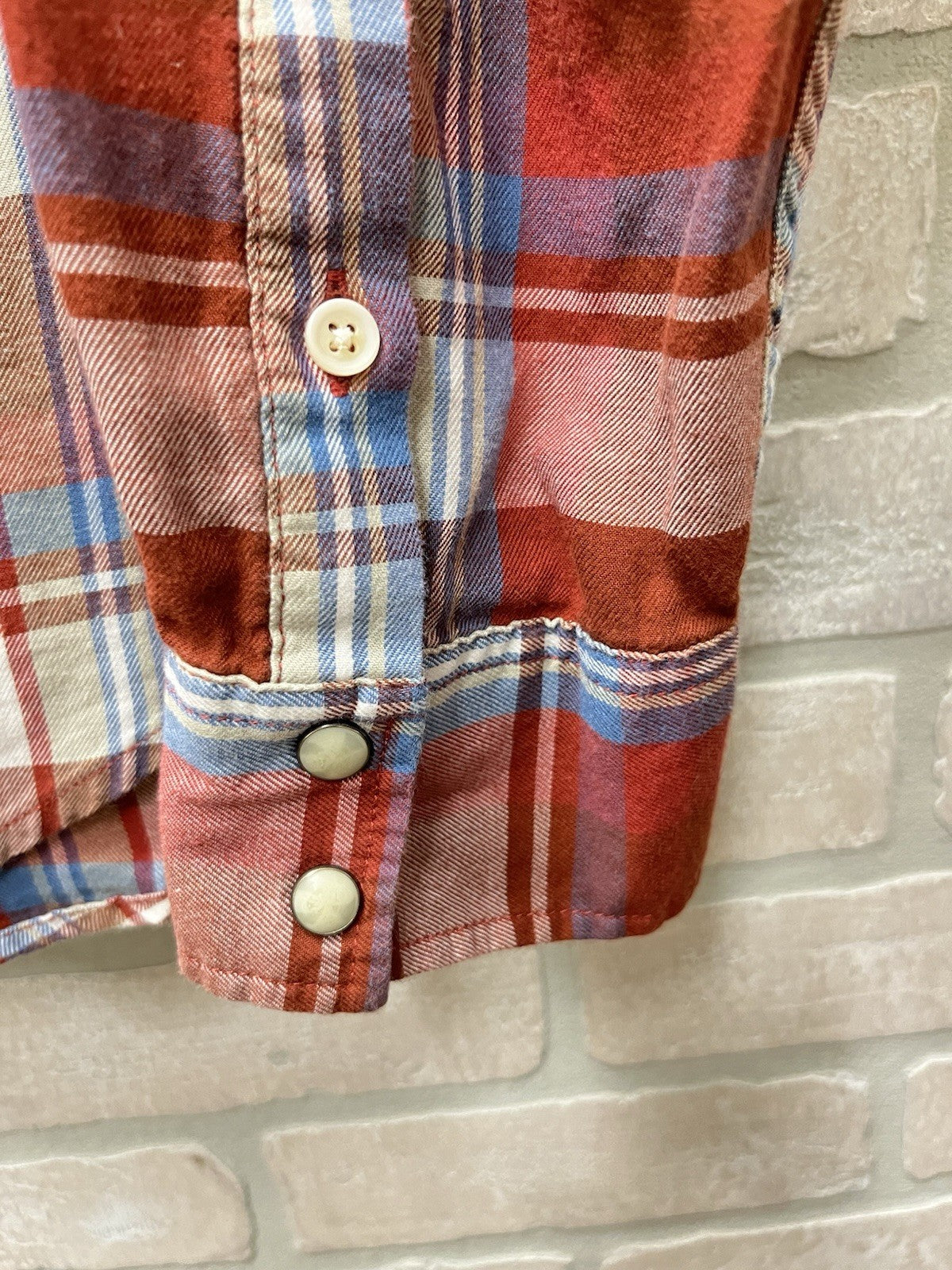 Lucky Brand Men’s Size M Plaid  Pearl Snap Long Sleeve Shirt western wear sports