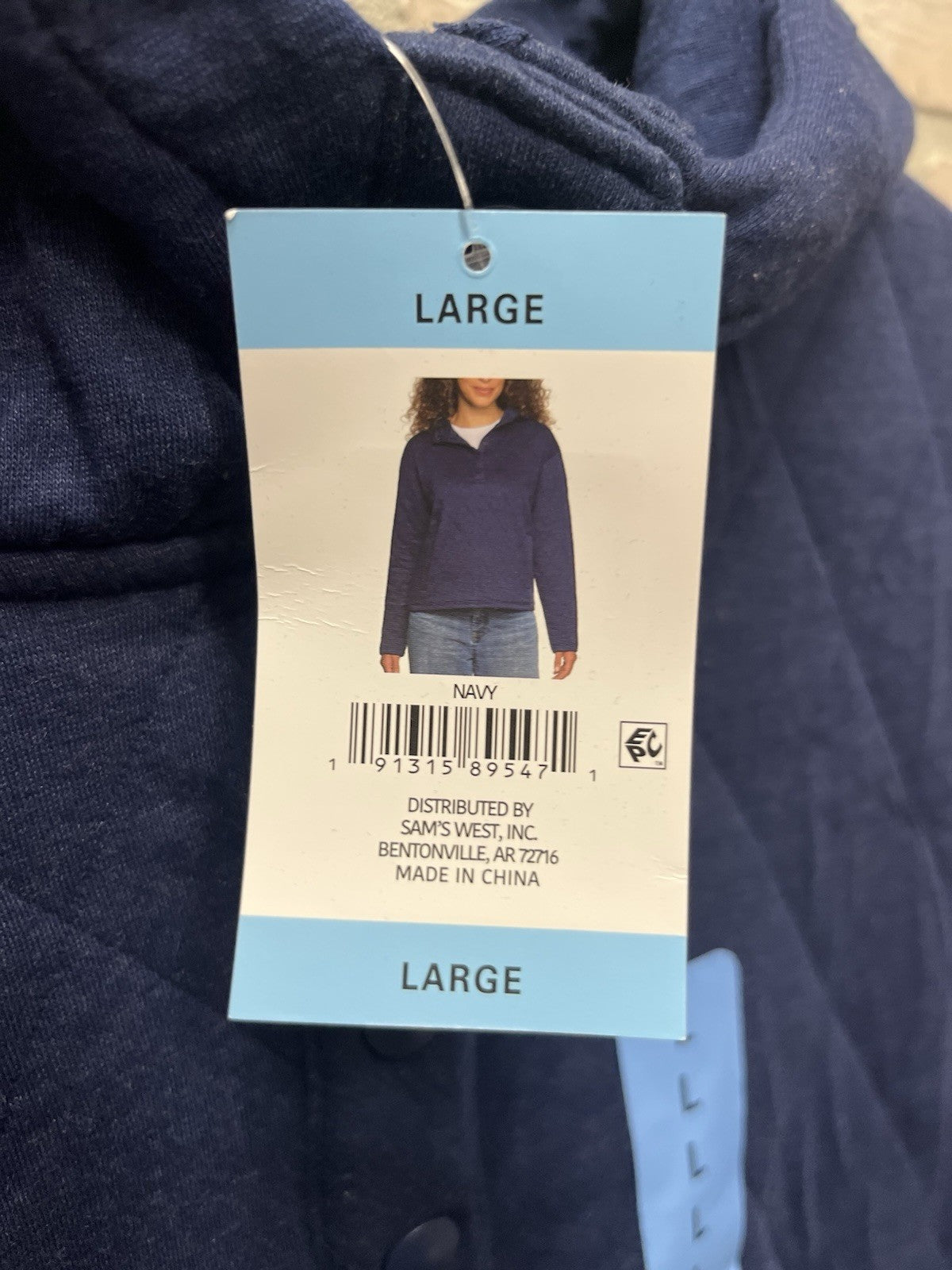 Lands End Womens  Quilted Hooded Pullover Jacket 3/4 Button Sz L Navy Blue NWT