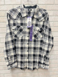 Frye Men’s long sleeve button-down flannel shirt Sz XXL Heather Gray plaid NWT