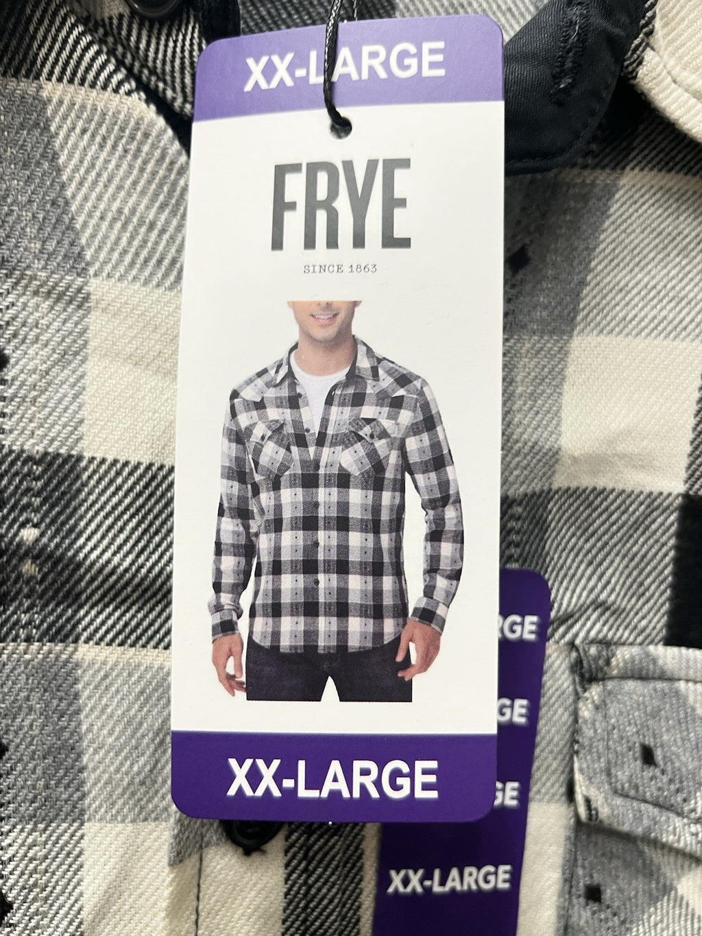 Frye Men’s long sleeve button-down flannel shirt Sz XXL Heather Gray plaid NWT