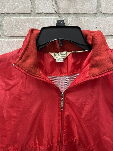 L.L. Bean Raincoat Red Jacket Windbreaker Women’s XL Full Zip Roll Up Hooded