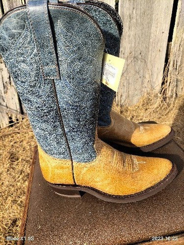 BRAND NEW Masterson Boot Co. Blue  & Tan Cowboy Boots Style RB07441 Women's 8.5