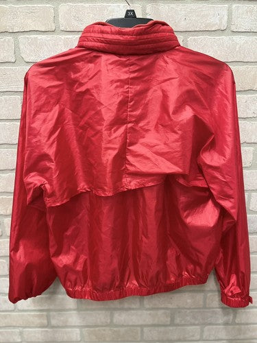 L.L. Bean Raincoat Red Jacket Windbreaker Women’s XL Full Zip Roll Up Hooded