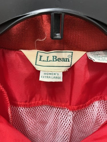 L.L. Bean Raincoat Red Jacket Windbreaker Women’s XL Full Zip Roll Up Hooded