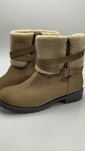 Katliu Boots Mid-Calf Winter Tan Booties 9.5  Fur Lined