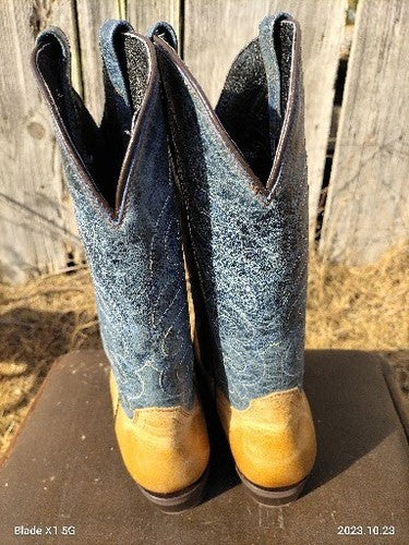 BRAND NEW Masterson Boot Co. Blue  & Tan Cowboy Boots Style RB07441 Women's 8.5