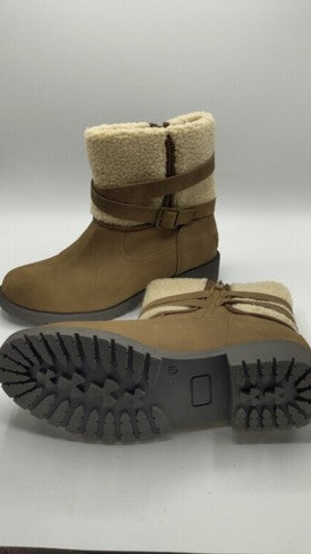 Katliu Boots Mid-Calf Winter Tan Booties 9.5  Fur Lined