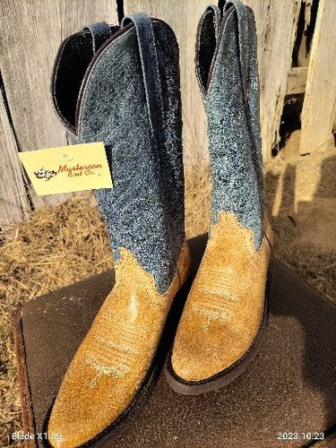 BRAND NEW Masterson Boot Co. Blue  & Tan Cowboy Boots Style RB07441 Women's 8.5