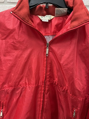L.L. Bean Raincoat Red Jacket Windbreaker Women’s XL Full Zip Roll Up Hooded