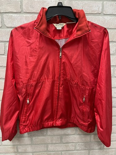 L.L. Bean Raincoat Red Jacket Windbreaker Women’s XL Full Zip Roll Up Hooded