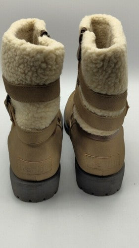 Katliu Boots Mid-Calf Winter Tan Booties 9.5  Fur Lined