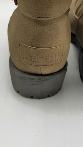Katliu Boots Mid-Calf Winter Tan Booties 9.5  Fur Lined